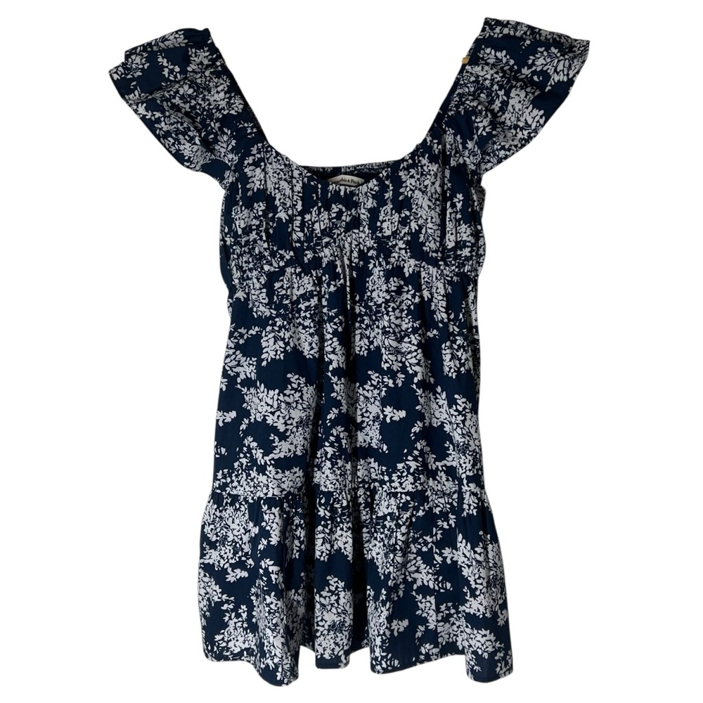 Abercrombie & Fitch White and Blue Floral Mini Dress Size Small